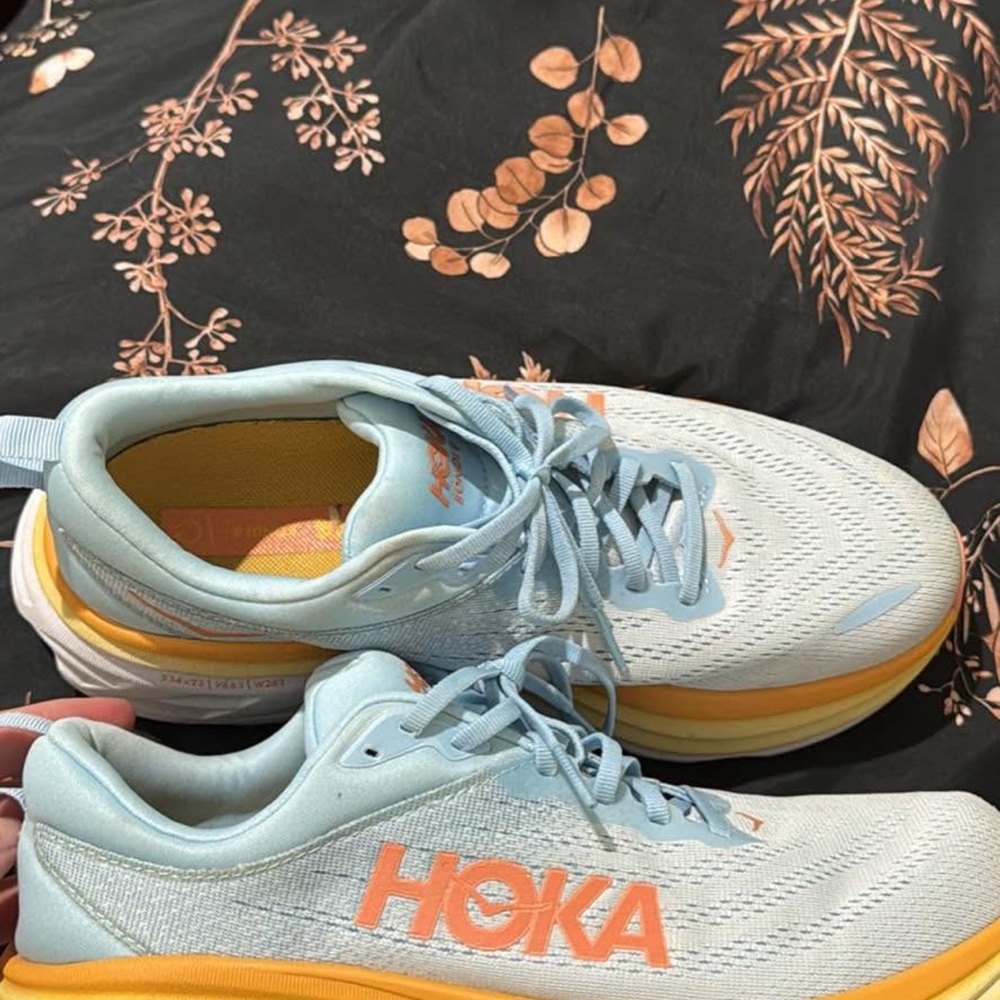 Hoka Women's Sky Blue and Tangerine Sneakers